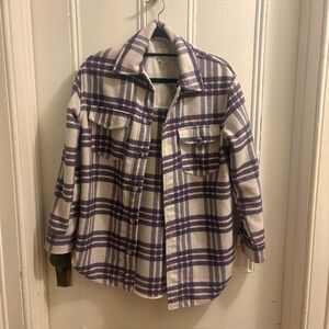 Joie lined snap up plaid jacket